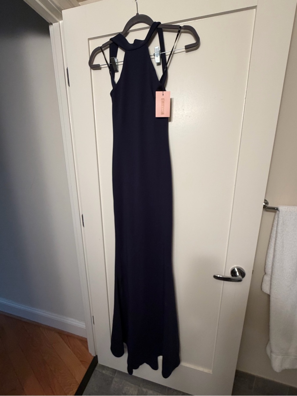 Missguided Navy Halter Maxi Dress